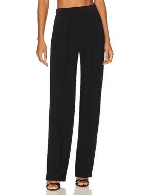 Norma Kamali Tapered Pleated Trouser in Black